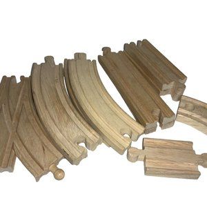 Wooden Railway Track Lot Curved Straight  Y track-  11 pieces